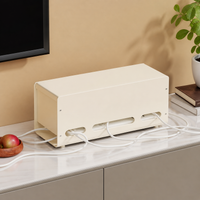 Metal Cable Management Box, Vented Cord Organiser with Lid, 1L Freestanding Under Desk Storage for Cables, Desk