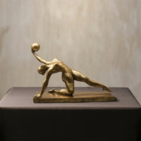 Gift Idea Home Golden Ornament Gymnast Statue Geometric Style Metal Gymnast Figurine for Living Room