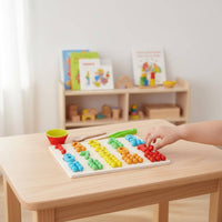 Early Learning Bead Counting Board Multi-Functional Child-Centered Math Board Fine Movement Skills Development Color Sorting Toy for Preschoolers