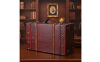 Wooden Storage Suitcase Retro Decorative Vintage Suitcase Distressed Storage Chest with Handle for Photographers, Collectors, Home Decor