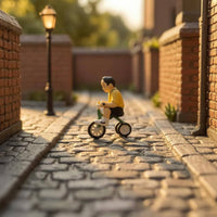 1/64 Scale Pedal Cycle Kid Figurine Hand-Painted Miniature Cyclist Tiny Decor for Dioramas