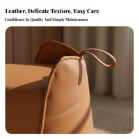 Light Luxury aesthetic Round Pouf with Handle Nordic Design Round Pouf Multi-Functional Low Stool Portable for Interior Designers, Apartment Dwellers, Entryway, Living Room, Cloakroom, Home Office