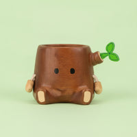 stumps Pen Holder Wood-Grain Pen Holder with Leaf Detail Cute Pencil Cup for Students, Office Workers, Study Table