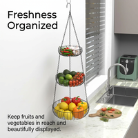 3 Tier Hanging Fruit Basket, Hanging Vegetable Fruit Basket, Wall Mounted Hanging Fruit Basket, Tiered Hanging Storage Baskets