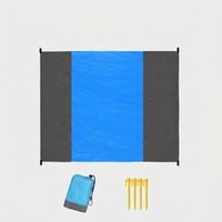 Picnic Blanket and Camping Mat for Outdoor Use, Waterproof Mat and Beach Blanket with Stakes, Tear-Resistant 210T Polyester Taffeta Hiking Mat