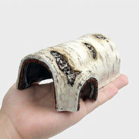 Woodgrain Aquarium Cave, Fish Aquarium Decorations for Gecko and Reptile, Double-Entrance Aesthetic Decor and Resin Fish Aquarium Ornaments Hideaway