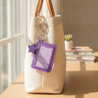Glittery Card Holder with Wrist Strap Portable Photo Card Holder with Charm Soft Comfortable for Commuting
