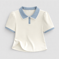 Women Knit Shirts with Faux Two Piece Layered Design for Casual Wear, Plus Size Ladies with Short Sleeve Loose Fit, Tee for Daily