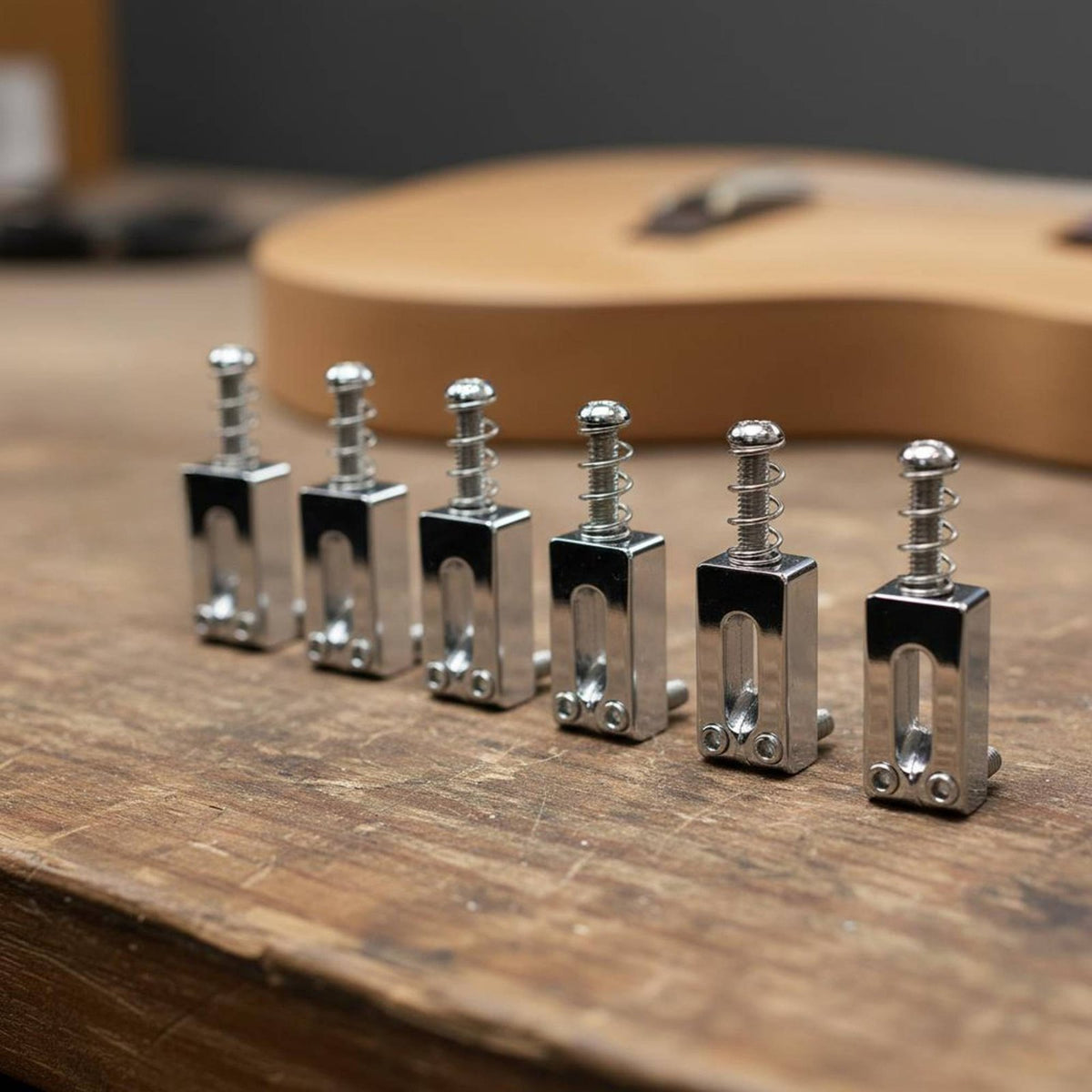 6 Pieces Guitar Saddles Precision Adjustment Electric Guitar Bridge Saddles Stainless Metal String Saddle Set for ST Guitarists, Luthiers