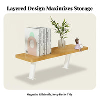 Height-Increasing Tiered Desk Organizer Space-Saving Desktop Shelf Multitier Design Computer Stand Compartmentalized Storage for Students, Home Workers, Study Room, Dormitory, Workstation, Bedroom