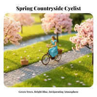 1:64 Scale Cyclist Figure Photography Prop Miniature Female on Two-Wheeler Tiny Two-Wheeler Cyclist Model Highly Detailed