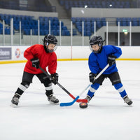 Children's Hockey Stick Toy Angled Shape Hockey Stick Toy Puck Piece Curved Handle Printed Text