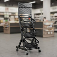 Snack Display Stand Heavy-Duty Rolling Display Rack Space-Saving Storage Basket Rack for Supermarket, Checkout Counter