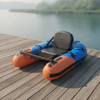 Compact Inflatable Fishing Boat with Seat Portable Fishing Belly Boat Lightweight Buoyant Tube Comfortable for Anglers