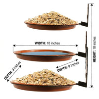 Wall Mounted Bird Feeder and Bird Bath with Railing Clamp, Wildlife Feeder with Two Trays, Modern Geometric Shape for Garden Decor and Outdoor Use