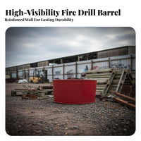 Large Capacity Fire Drill Barrel With Handles Heavy Duty Steel Incinerating Drum Thickened Steel Incinerator for Firefighters, Facilities Personnel, Property Managers, Outdoor, Training Grounds, Factory Yard, Schoolyard