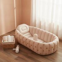 Inflatable Baby Bath Tub Cushioned Baby Bath Tub with Central Post Inflatable Bathtub Portable Lightweight for Babies, Bathroom