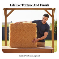 Simulated Thatch Panel Realistic Appearance Synthetic Thatch Roofing Weather Resistant Fake Straw Roof Panel for Homeowners, Hobbyists, Roofs, Patios
