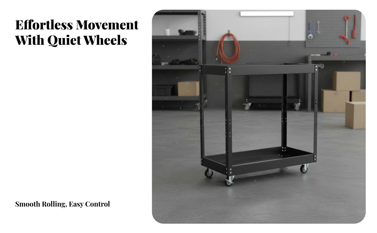 3-Tier Rolling Cart Heavy-Duty Multi-Tier Storage Trolley 360-Degree Rotating Casters Metal Tool Cart for Mechanics, DIY Enthusiasts, Garage, Basement
