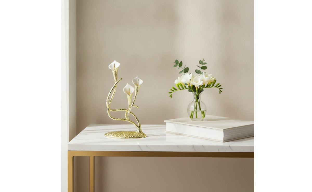 Flower Candle Holder Metal Candelabra Modern Centerpiece for Entryway