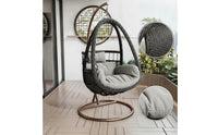 Egg Chair with Stand Rattan-Style Hanging Basket Chair Indoor Furniture for Adults, Balcony, Living Room, Backyard