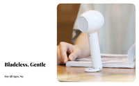 Lightweight Bladeless Handheld Fan Self-Standing Bladeless Portable Fan Multi-Speed Control Built-in Hanging Clip for Office Workers, Commuters, Students, Desktop, Outdoor, Camping, Travel
