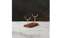 Bracelet Display Stand Metal Bracelet Stand with Wooden Base Bangle Holder Gold-Tone Jewelry Organizer Double-Fork