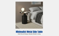 Minimalist Metal Round Side Table, Nordic Design, Luxury Accent for Living Room, Bedroom, Sofa Corner