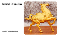 Good Luck Charm Golden Horse Statue Intricate Details Chinese Astrological Horse Ornament for Business Owners, Office Desk, Shop Counter