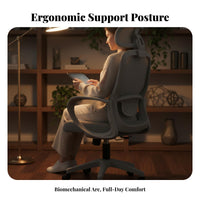 Height Adjustable High-Back Mesh Swivel Chair Support Ergonomic Mesh Chair with Headrest Thick Seat Cushion Task Seating Reclining Function for Students, Gamers, Telecommuting Workers, Dormitory, Study Room, Bedroom