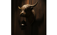 Scottish Cattle Welcome Bell Metal Welcome Bell with Bovine Head Outdoor Antique Bronze Door Chime for Entryway