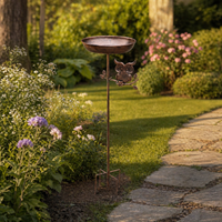 Cast Iron Bath, Freestanding Pedestal Birdbath, 76cm Retro Garden Ornament