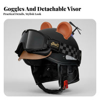 Retro Half Helmet 3C Certified Japanese Design Helmet Breathable Vintage Motorcycle Head Cap for Women, Cruising, Daily Commute