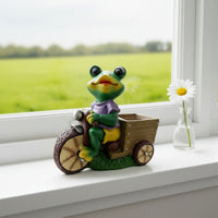 Frog Statue with Planter Outdoor Frog Planter Whimsical Ornaments for Gardeners, Patio, Balcony