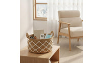 Handwoven Woven Basket with Handles Oval Straw Storage Basket Portable Laundry Hamper Lightweight for Bedroom