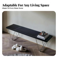 Hollowed-hollowed Frame Hollow Base Bench Minimalist Design Narrow Wooden Bench centuryera Inspired Indoor Seating Multi-Functional for Homeowners, Families, Renters, Bedroom, Dining Room, Entryway, Hallway