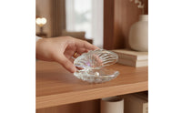 Clam Shell Ornament Reflective Crystal Clam with Pearl Romantic Sculpture for Bookshelf