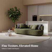 Curved navy Sofa Small Space Solution Living Room Couch Modern Minimalist aesthetic Upholstered Settee for Apartment Dwellers, Homeowners, Bedroom, Office