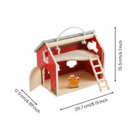 Multifunction Wooden Early Learning Farm House Educational Threading Farm Toy House Openable Door Wooden Barn Playset Rounded Edges for Toddlers, Babies, Home, Playroom, Nursery