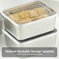 Odor Proof Stainless Steel Food Box Space Saving Metal Food Storage Container Easy to Clean for Home Cooks, Families, Pantry, Travel, Picnic