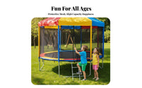 Colorful Round Trampoline with Cover, Large Steel Frame, Outdoor Use for Kids & Adults, Multiple Sizes