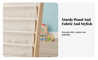 Childrens Wooden Bookcase Washable Textile Toddler Bookshelf Safe Rounded