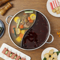 Polished Metal Stainless Steel Hot Pot Side Handles Round Hot Pot Wide Bowl Cookware Stovetop Compatible