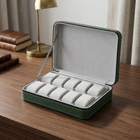 10-Slot Watch Storage Case Zippered Watch Travel Case Portable Compact for Travelers, Business Trips