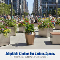 Outdoor Stainless Steel Planter Box, Round Flower Pot, Movable Iron Container for Plaza, Garden, Courtyard