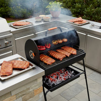 Outdoor Charcoal Grill with Side Shelves Wheeled Charcoal Grill with Side Shelf Portable Long-Lasting for Families