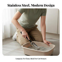 Cat Waste Sifter Easy to Clean Stainless Steel Waste Scooper Rust-Resistant Metal Litter Sifter