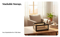 Wood Frame Woven Basket uncoveredTop Household Storage Vintage and aesthetic for Living Room