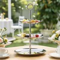 3 Tier Stand Stainless Steel Dessert Serving standGrade Tier Tray for Parties, Buffet