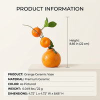 Home Decoration Ceramic Vase for Flowers with Creative Fruit Shape Design, Small for Living Room Decor and Desktop Display